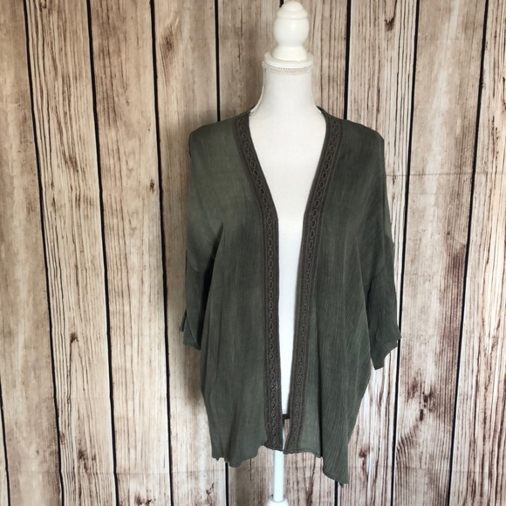 Vanilla Bay Green Open Front Cardigan Small